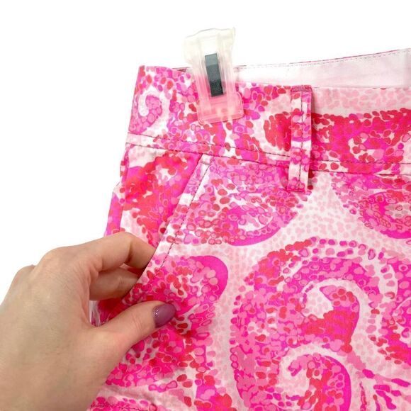 Lilly Pulitzer Walsh shorts Sz‎ 0 Pink and white spiral pattern - Picture 4 of 7